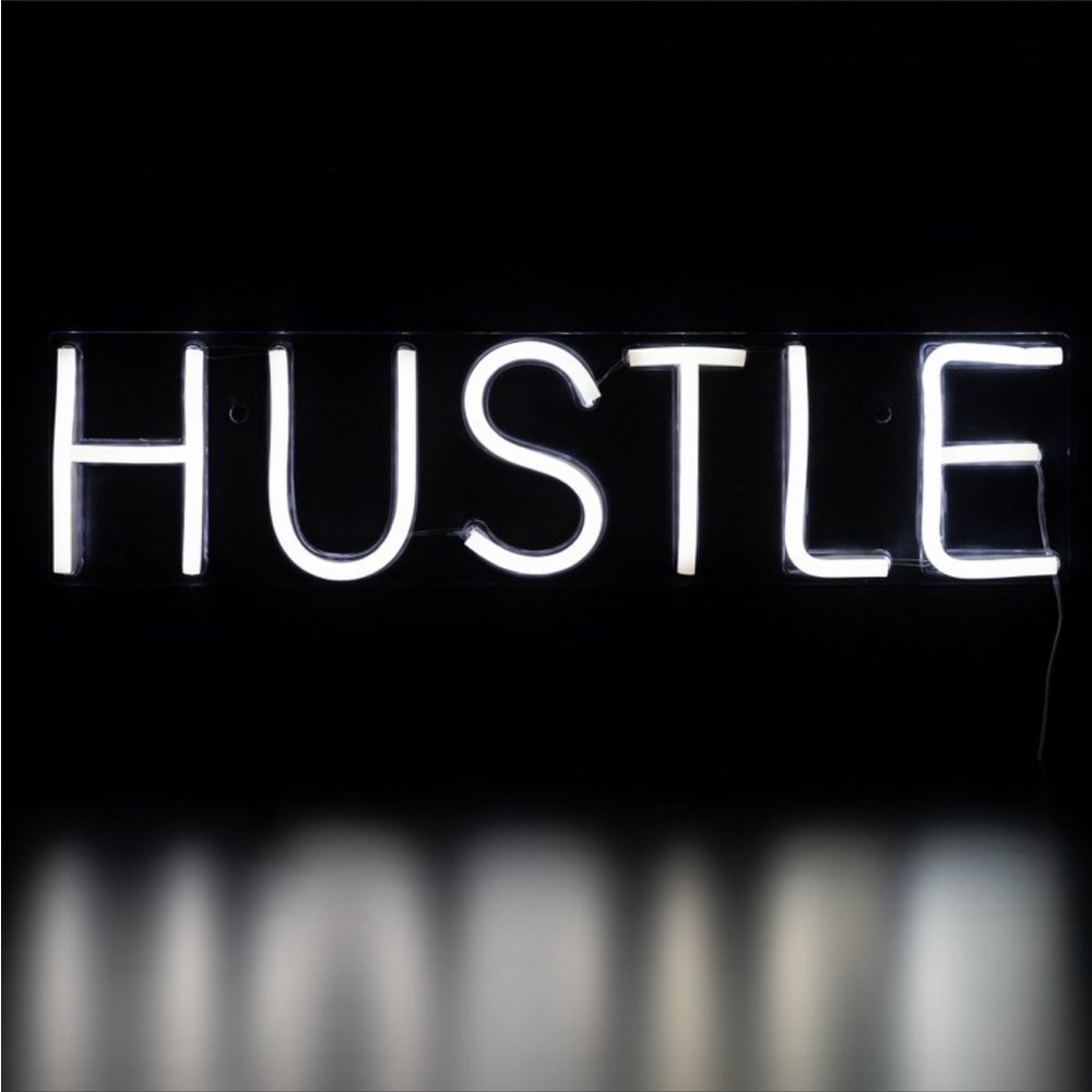 LED Neon Hustle Sign 20” White
